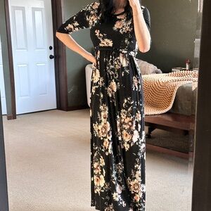 Floral Black Maxi Dress